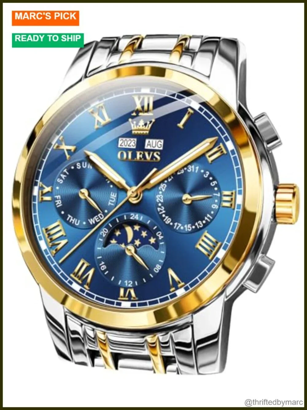 Men's Automatic Self-Winding Mechanical Dress Watch Stainless Steel Waterproof